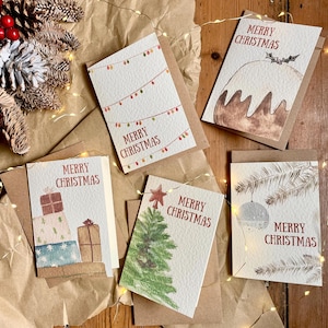 Luxury Christmas Cards Pack of 5 – Individually Designed Elegant Holiday Greeting Cards – Premium Festive Stationery Set
