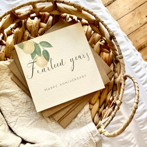 Tarjeta de 14.º aniversario de marfil, 14.º aniversario de bodas, para esposa, esposo, mamá y papá, amigos especiales, abuelos, personalizada, AL14