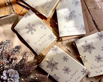 Christmas Card Pack, Minimalist Christmas Cards, Pack of 5, Snowflakes, Individual Designs, Luxury Christmas Card Pack