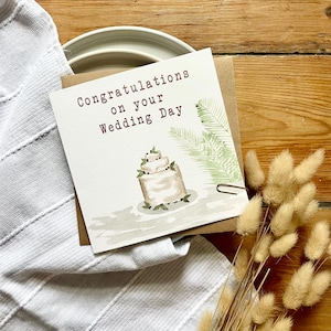 Tarjeta de boda con ilustración de pastel de bodas, regalos de boda, pastel de bodas, hecho a mano, felicitaciones, WD2