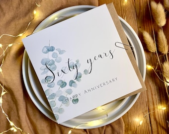 Personalised 60th Anniversary Card: Diamond Wedding Anniversary, AE60