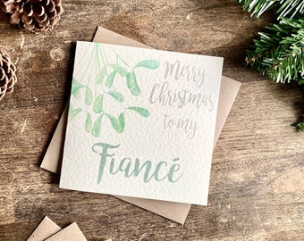 Fiancé / Fiancée Christmas Card, Mistletoe, Christmas Gifts for Him, Boyfriend, Wife, Girlfriend, Gifts for Him, Christmas Gifts, Handmade