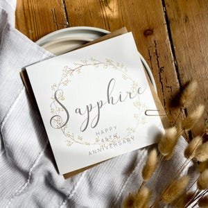 Personalised 45th Sapphire Wedding Anniversary Card – For Wife, Husband, Parents, Friends, Grandparents – AR45
