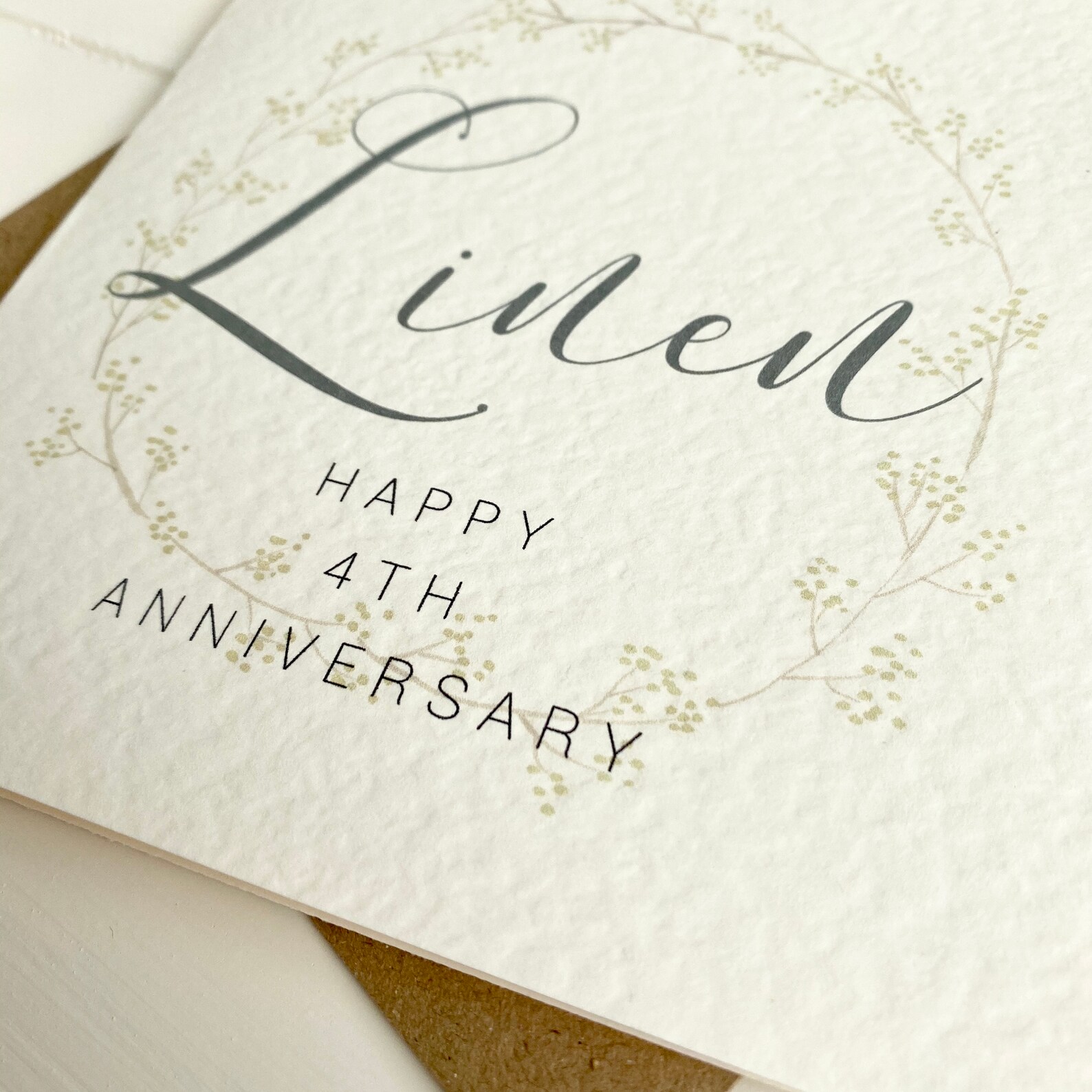 4th Linen Anniversary Card 4th Wedding Anniversary Card For Etsy
