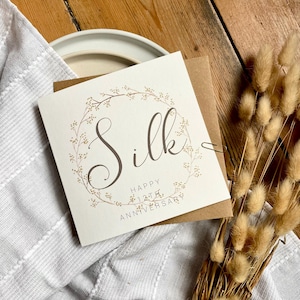 Tarjeta de 12.º aniversario – Tarjeta de aniversario de bodas de seda – Tarjeta de 12.º aniversario de matrimonio – Tarjeta para cónyuge o pareja – Tarjeta de amor elegante, AR12