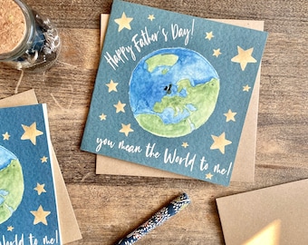 Father's Day Card, You Mean the World To Me, Stepfather, Grandfather, 1st Father's Day Card, Best Dad, From Son, Daughter, Handmade, FD2