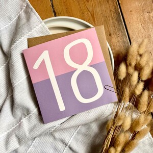 Tarjeta de cumpleaños para niñas – Tarjeta de cumpleaños personalizada – Tarjeta de cumpleaños rosa y morada – Tarjeta para hija, sobrina, nieta, BN2