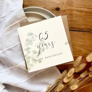 Karte zum 65. Jahrestag - Eukalyptus-Hochzeit - Jubiläumskarte - Botanische Jubiläumskarte - Karte für Paar, AE65