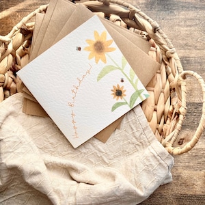 Carte d'anniversaire, tournesol, feuilles, nature, cadeaux de joyeux anniversaire pour elle, voeux d'anniversaire, meilleur ami, soeur, fille, maman, nièce, B2