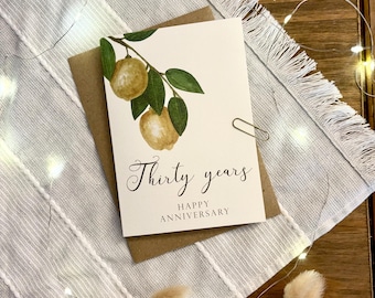 30th Anniversary Card: Handmade Pearl Wedding Anniversary, AL30