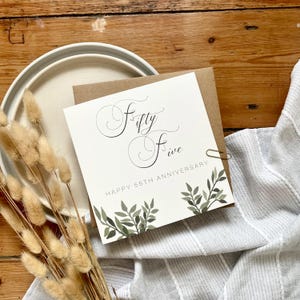 Tarjeta de aniversario de bodas número 55 – Aniversario Esmeralda para esposa, esposo, padres, abuelos y amigos especiales – Diseño elegante, ALE55