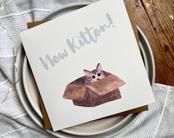 New Kitten Card | Hand-Drawn Cat Adoption Congratulations Greeting