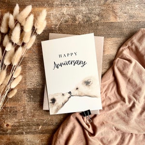 Niedliche Bären Karte zum Jubiläum | Personalisierte handgemachte Liebe Karte | Für Partnerin, Frau, Mann | Innen leer | Süßes Paar Geschenk AN7