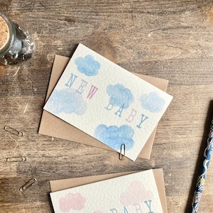 Tarjeta de bebé recién nacido, niña recién nacida, niño recién nacido, padres primerizos, tarjeta de felicitación, nube, bebé hermoso, SNB1
