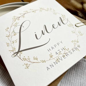 Cartão de 4º aniversário de linho, cartão de 4º aniversário de casamento, para esposa, marido, mãe e pai, amigos especiais, genro, filha, AR4 imagem 2