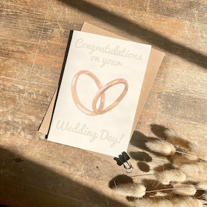 Tarjeta del día de la boda, anillos de boda, felicitaciones por el día de tu boda, WD5