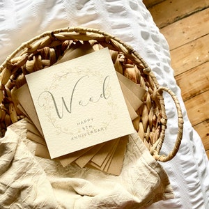 Tarjeta del quinto aniversario de Wood, tarjeta del quinto aniversario de bodas, para esposa, esposo, mamá y papá, amigos especiales, yerno, hija, AR5