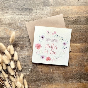 Tarjeta de cumpleaños para suegra, feliz cumpleaños mamá, floral, flores prensadas, suegros, hecha a mano, de tu nuera, BFR1-MIL