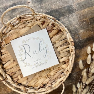 Tarjeta del 40.° aniversario de bodas con rubí: tarjeta del 40.° aniversario de bodas, para esposa, esposo, mamá y papá, amigos especiales, abuelos, personalizada, AR40