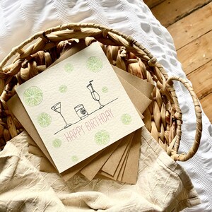 Tarjeta de cumpleaños con cóctel, para hija, nieta, sobrina, ahijada, hermana, mamá, mejor amiga, ginebra, fiesta, feliz cumpleaños, B11