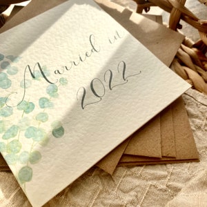 Married in 2019 2020 Wedding Card Wedding of the Year Botanical Eucalyptus Handmade , WDD-2022 image 2