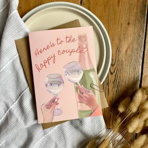 Tarjeta de felicitación para la pareja: boda, compromiso o aniversario. Elegante tarjeta de celebración (Reino Unido), AN18.