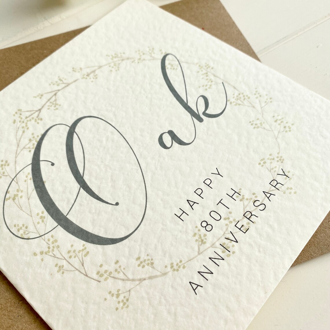 80th Oak Anniversary Card 80th Wedding Anniversary Card For | Etsy