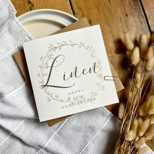 Tarjeta de 4.º aniversario de lino, tarjeta de 4.º aniversario de bodas, para esposa, esposo, mamá y papá, amigos especiales, yerno, hija, AR4