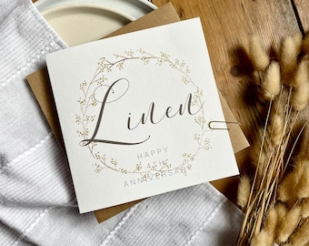 4e carte d'anniversaire de lin, 4e carte d'anniversaire de mariage, pour femme, mari, maman et papa, amis spéciaux, gendre, fille, AR4