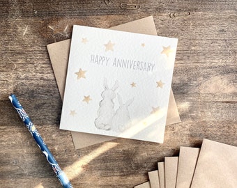 Anniversary Card, Bunnies, 1st, 2nd, 3rd, 4th, 5th, 10th, 20th, For Wife, Husband, Mum & Dad, Friends, Personalised, ABUO