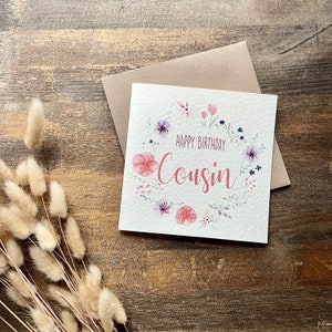 Cousin Geburtstagskarte, alles Gute zum Geburtstag Cousin, Blumen, Lockdown Karte, gepresste Blumen, Cousin, handgemacht, von Ihrem Cousin, BFR1-C