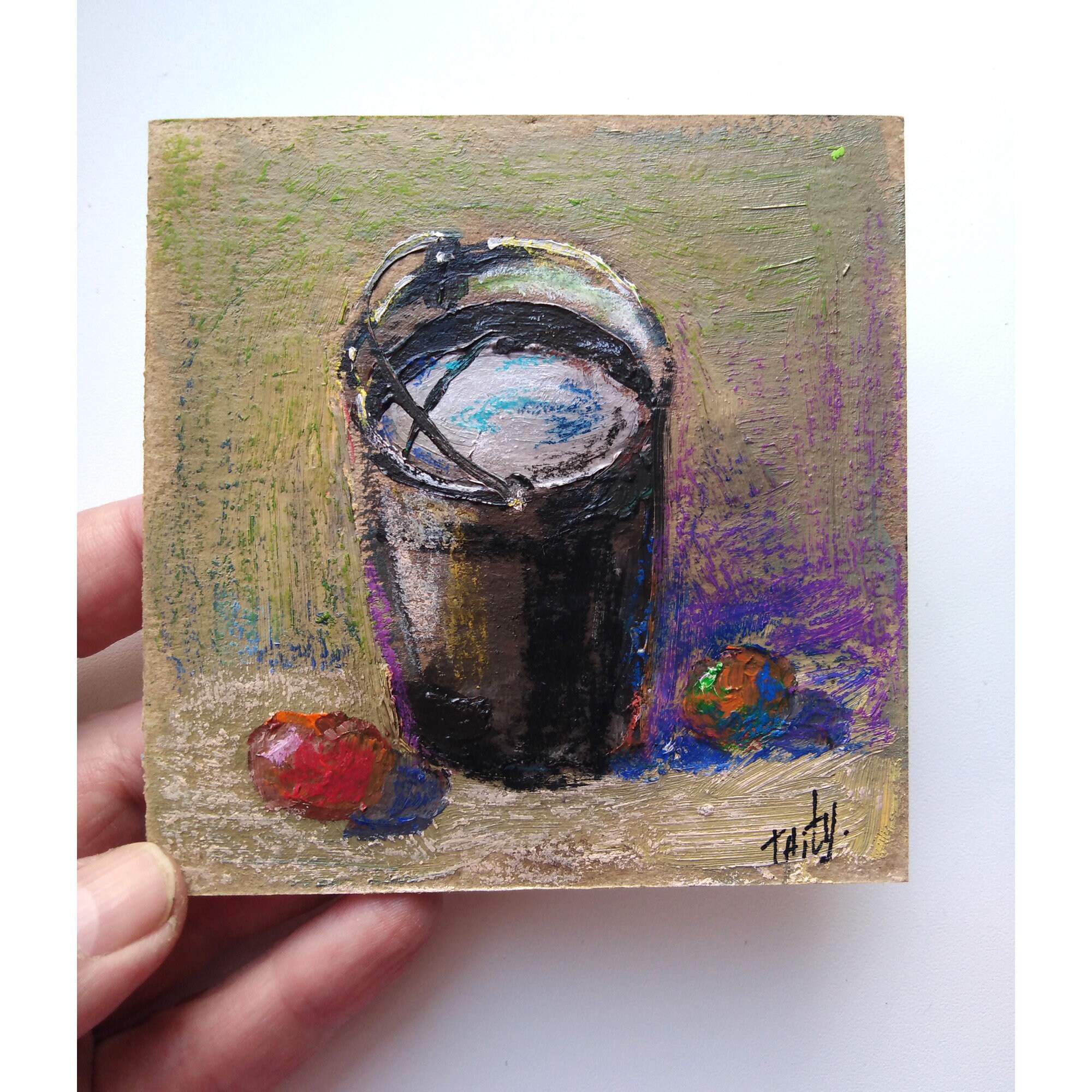 Bucketful Painting Original Art Water Bucket Artwork Small Art Etsy