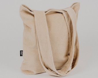 Shopper Mom Bag Stofftasche aus Soft Cord beige