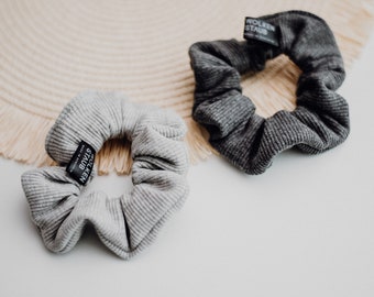 Scrunchie "Rib" Haargummi aus Rib Jersey / grau anthrazit meliert