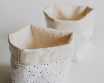 Utensilo fabric basket "Mini dots" white/natural/beige baby room children's room bathroom kitchen storage