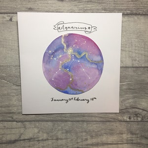 Aquarius Constellation carta 7 "x 7"