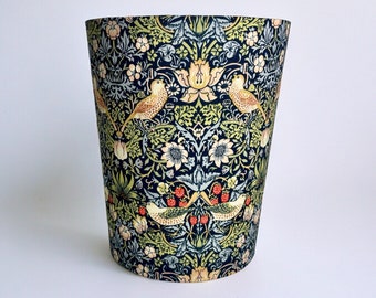 William Morris Strawberry Thief in Navy Waste Paper - Bin Office - Waste Paper Bin - Office Supplies - Trash Can