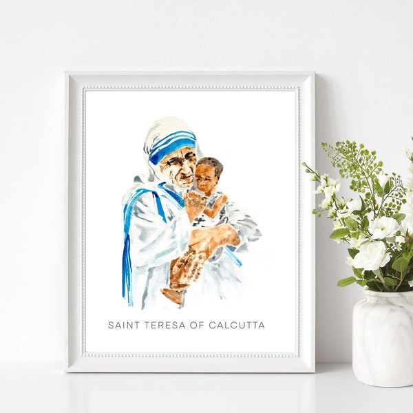 Saint Teresa of Calcutta Watercolor Art Print | 8x10 | Catholic Gift