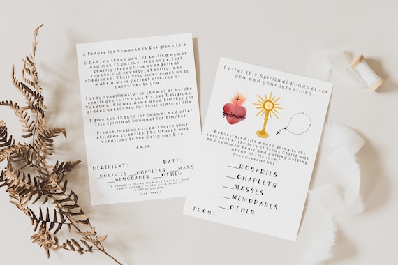 Religious Life Spiritual Bouquet Card - Etsy