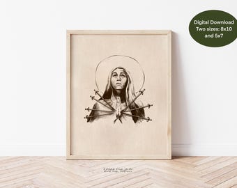 Our Lady of Sorrows Printable Artwork | Digital Download | 8x10 and 5x7 | PDF