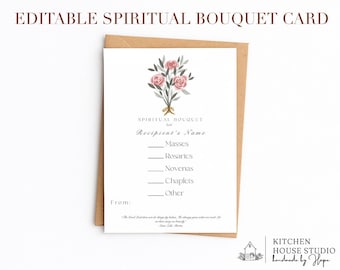 Editable Spiritual Bouquet Card | Print at home | Canva template