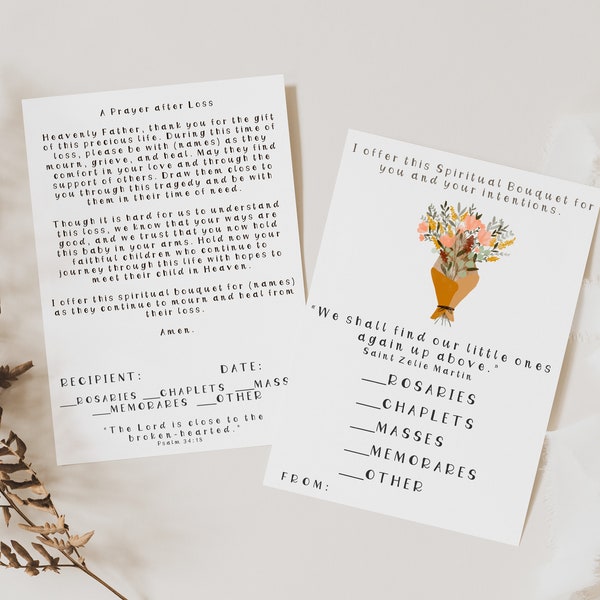 Miscarriage Spiritual Bouquet Card