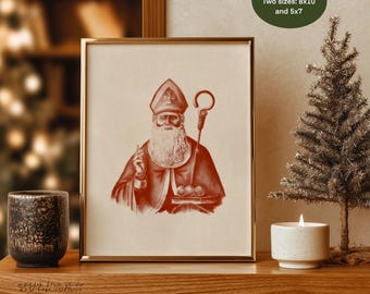 Saint Nicholas Printable Artwork | Digital Download | 8x10 and 5x7 | PDF | Saint Nick