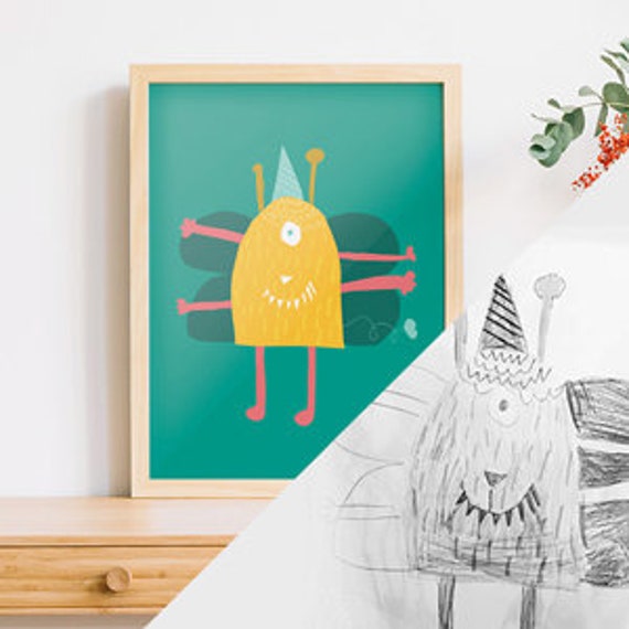 Personalized Poster - Reproduction Of Your Child's Artwork Custom Wall Art Children