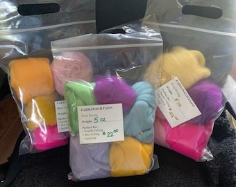 Merino Wool Roving – Assorted Colors for Felting, Spinning, Crafting (5 oz)
