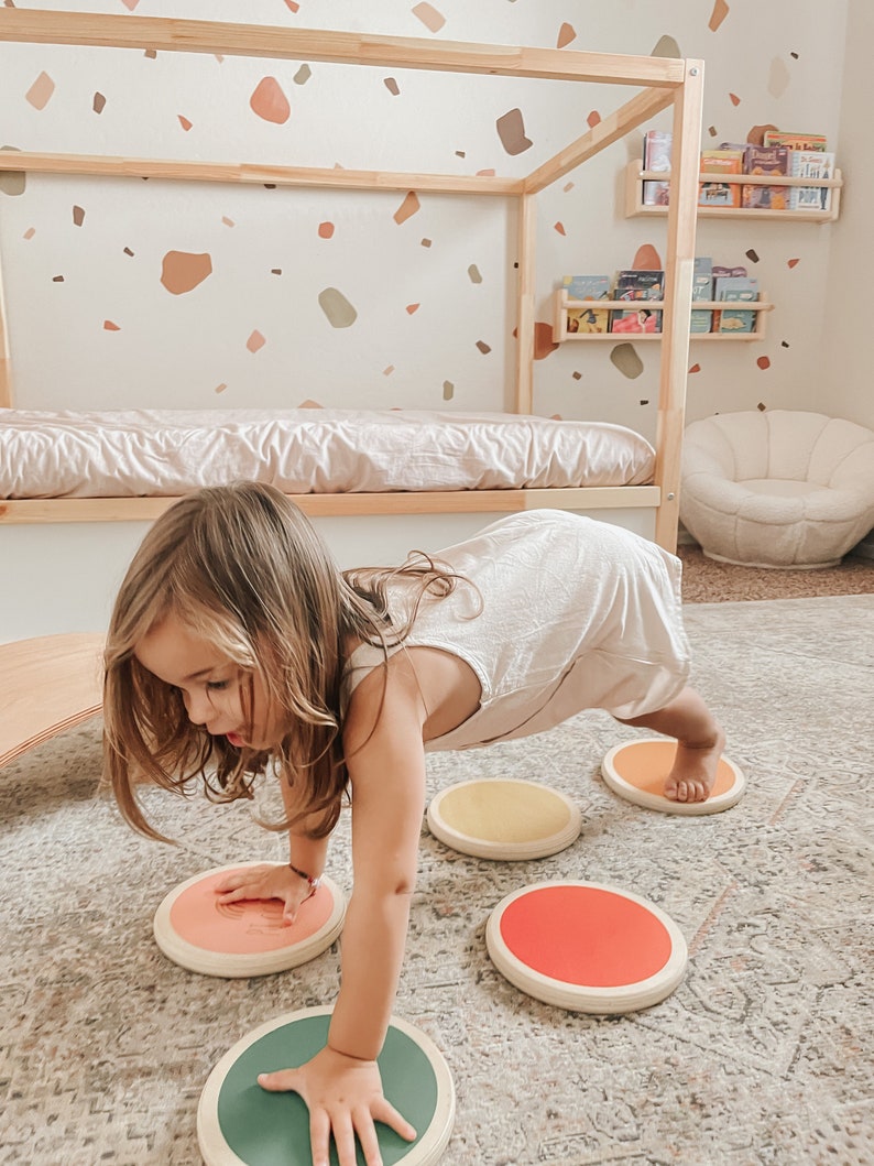 Stepping Stones by Piccalio® 6 Colorful Wooden Stepping Stones Montessori Step, Hop and Balance Ages 18mo to 8yr image 10