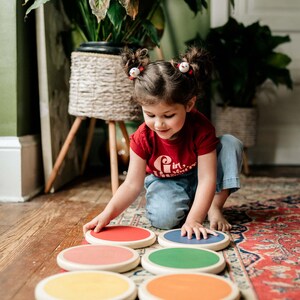 Stepping Stones by Piccalio® 6 Colorful Wooden Stepping Stones Montessori Step, Hop and Balance Ages 18mo to 8yr image 7