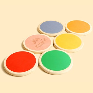 Stepping Stones by Piccalio® 6 Colorful Wooden Stepping Stones Montessori Step, Hop and Balance Ages 18mo to 8yr image 4