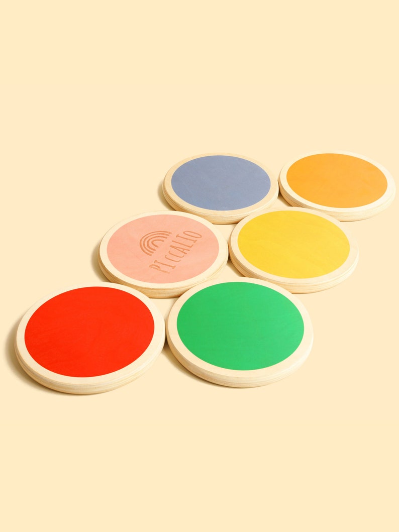 Stepping Stones by Piccalio® 6 Colorful Wooden Stepping Stones Montessori Step, Hop and Balance Ages 18mo to 8yr image 4