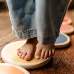 Stepping Stones by Piccalio® 6 Colorful Wooden Stepping Stones Montessori Step, Hop and Balance Ages 18mo to 8yr image 8